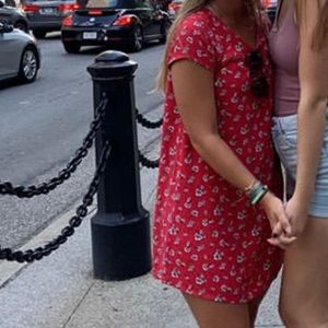Red floral dress